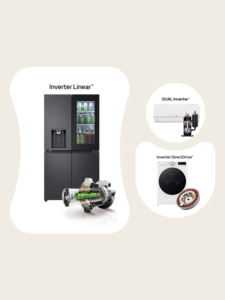 Стиральная машина, холодильник и кондиционер поставляются в комплекте с каждым ключевым компонентом.