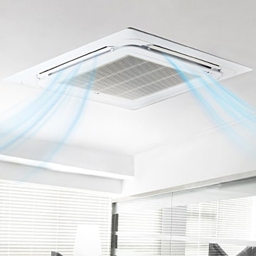 The air conditioner makes the air inside pleasant.