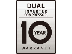 El logotipo DUAL Inverter 10 años de garantía.