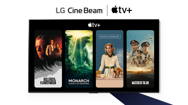 Una imagen del televisor LG OLED. El contenido de Apple TV+ está en la pantalla y el titular es "Obtén tres meses de Apple TV+ gratis con LG Smart TV".