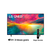 LG Pantalla LG QNED 75 65'' 4K SMART TV con ThinQ AI, Una vista frontal del televisor LG QNED con una imagen de relleno y el logotipo del producto en, 65QNED75SRA, thumbnail 1
