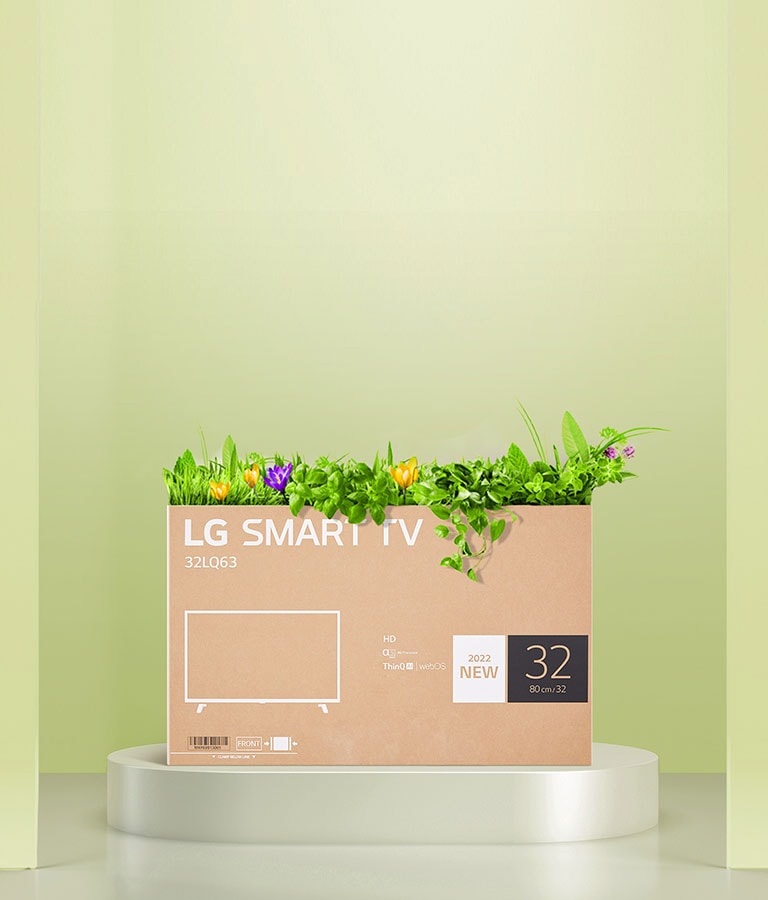 Una caja de flores reciclada utilizando el embalaje de una caja de monitor LG FHD.