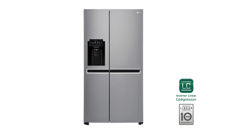 Vista frontal de Frigorífico Americano LG GSL760PZXV, 625 litros, eficiência energética F, Shiny Steel GSL760PZXV