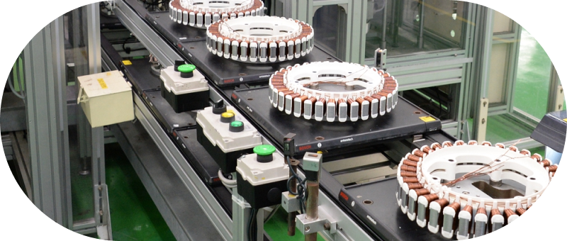 In the LG plant, the inverter DD motor is set in a row on the machine.