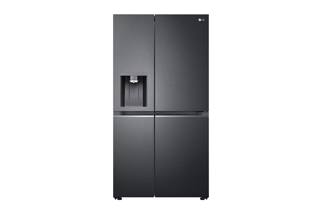 LG Americká chladnička | E (v rozsahu A až G) | Hrubý objem 674 l | 350 kWh / rok | Americká chladnička | LG Lineární kompresor | Multi Air Flow | AI Smart Learner | Door cooling | Door-in-Door™, Pohled zepÅ™edu, GSJV91MCAE