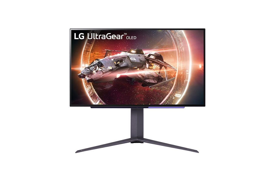 LG 27'' herní monitor UltraGear™ OLED | HDR400 True black, 240 Hz, 0,03 ms(GtG), pohled zepředu, 27GS95QE-B