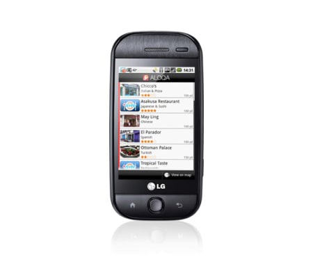 LG První LG mobilní telefon se systémem Android a QWERTY klávesnicí v 5. řadách, GW620