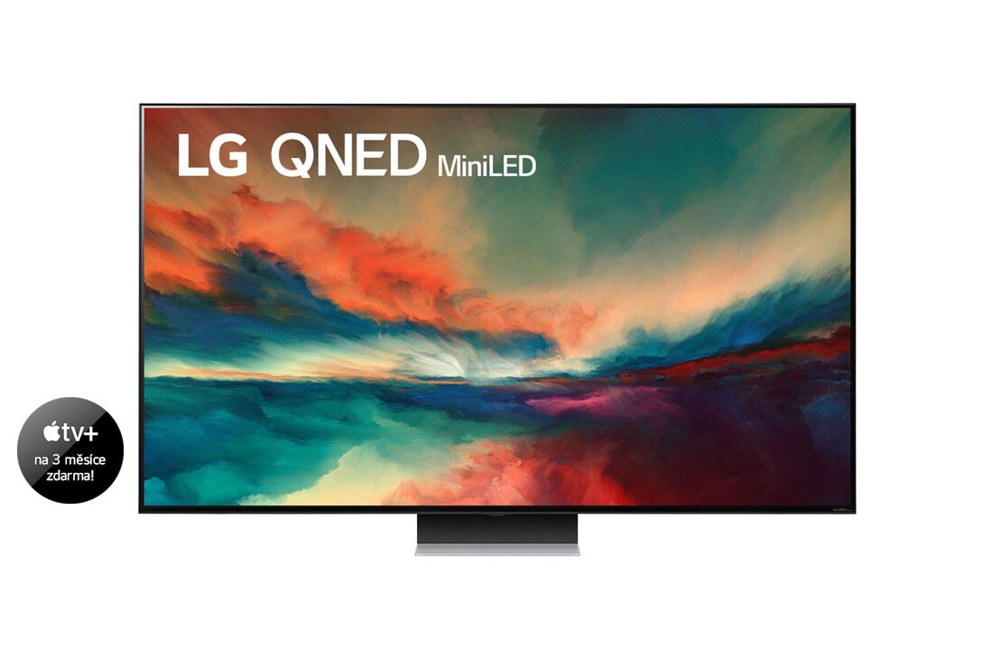 LG 86'' LG QNED TV, webOS Smart TV, Přední pohled na televizor LG QNED s obrázkem výplně a logem produktu, 86QNED863RE