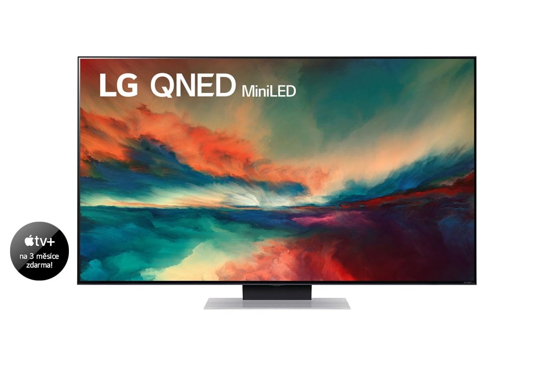 LG 55'' LG QNED TV, webOS Smart TV, Přední pohled na televizor LG QNED s obrázkem výplně a logem produktu, 55QNED863RE
