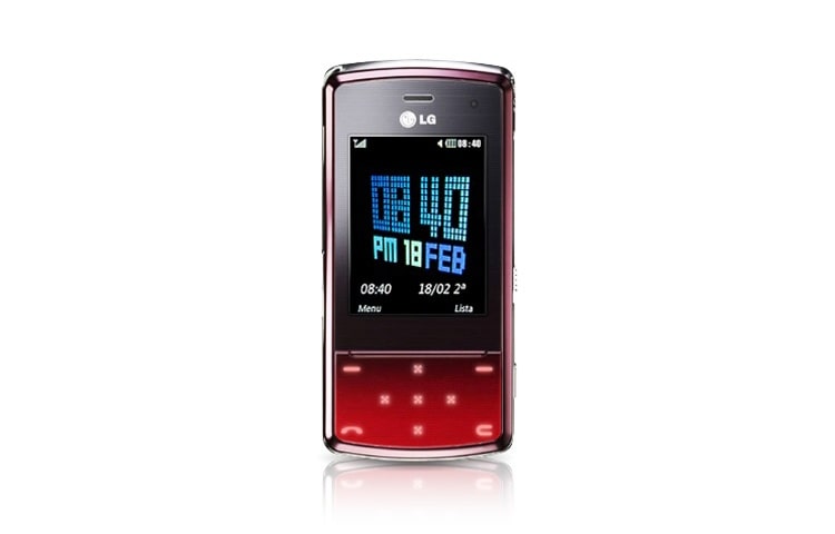 LG Mobiltelefon i slider-design, Interactive Touch Lighting, ridsefrit glas og 3-megapixel kamera med AF, KF510
