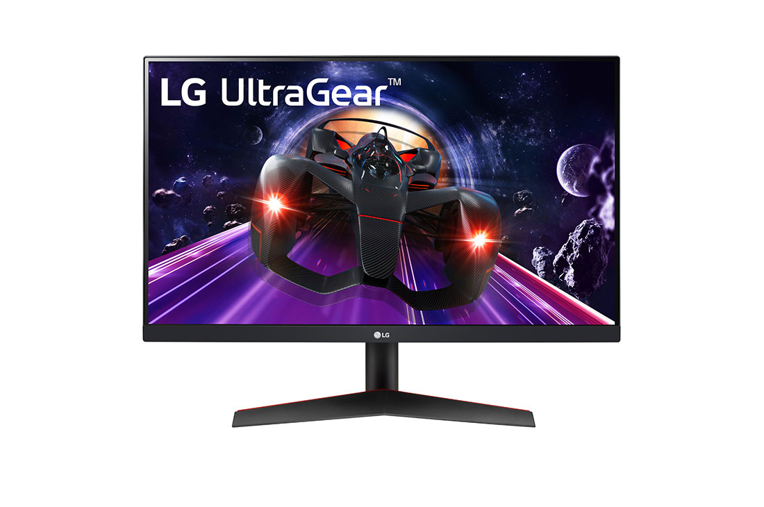 LG 23,8” UltraGear™ Full HD IPS 1ms (GtG)-gaming-skærm, vist forfra, 24GN60R-B