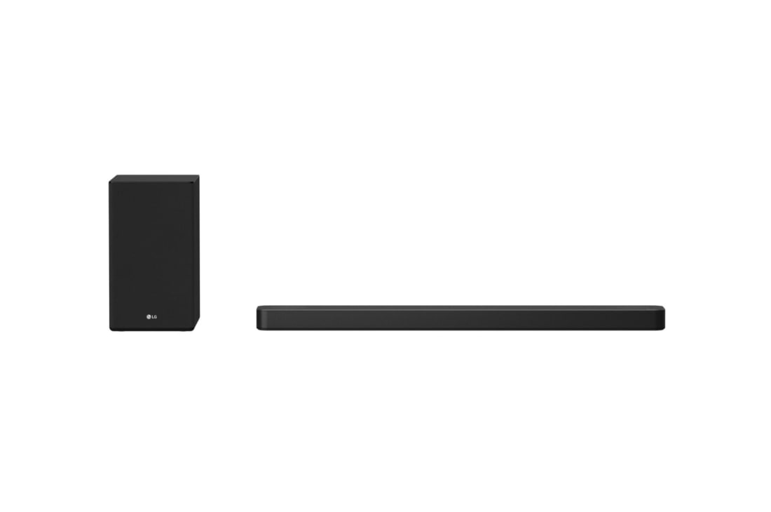 LG Barre de son | 3.1.2 ch | 440 W | Dolby Atmos | DTS:X | Meridian | Bluetooth, Vue de face avec caisson de basses, SN8Y