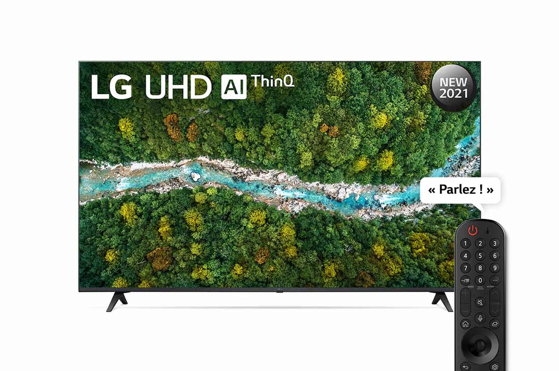 LG Smart TV LG UP77 50 pouces 4K UHD, Une vue avant du téléviseur UHD LG, 65UP77006LB