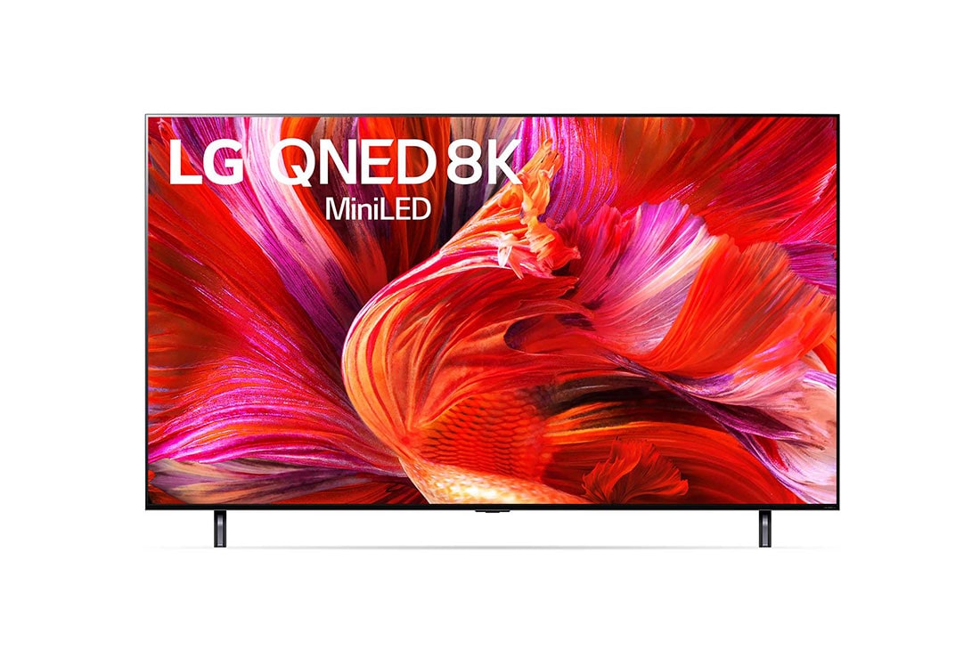 LG QNED TV | 65 Inch | 8K Cinema HDR | QNED95 Series |Gaming TV |  AI Picture Pro| Cinema Screen Design | Magic Remote | WebOS | Smart ThinQ AI | Mini LED, A front view of the LG QNED TV, 65QNED95VPA