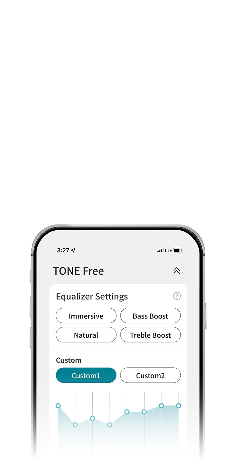 Una imagen que muestra la ventana del modo EQ en la aplicación TONE FREE. Cuando el producto y la aplicación están conectados, muestra qué modos se pueden configurar.