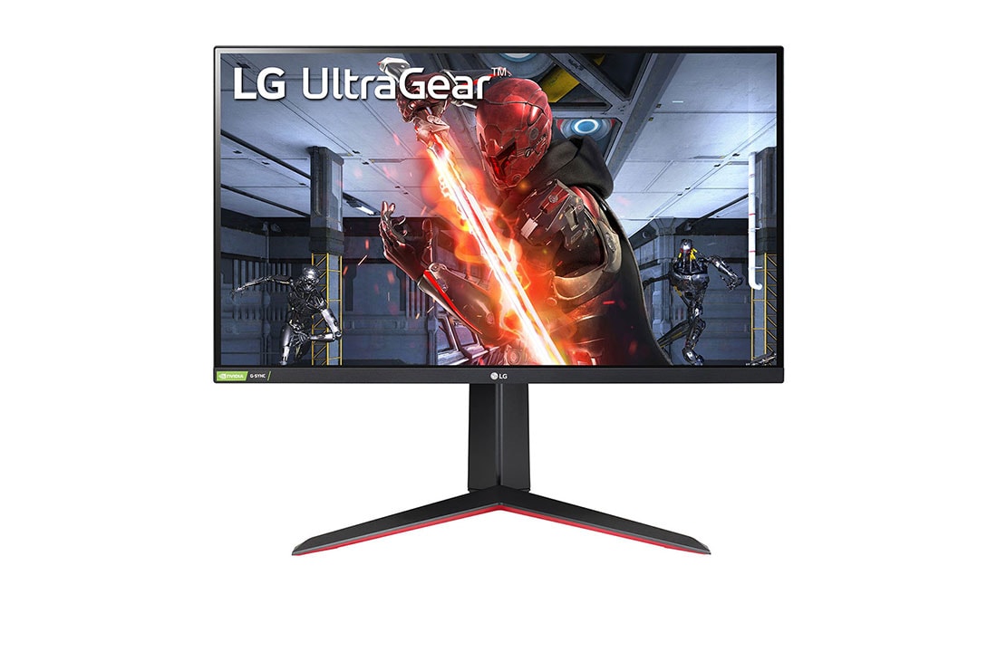 LG Monitor para juegos UltraGear™ Full HD IPS 1ms (GtG) de 27'' con compatibilidad con NVIDIA® G-SYNC®, front view, 27GN65R-B