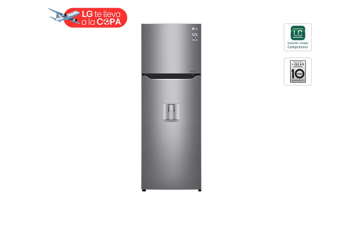 LG Refrigeradora Top Freezer de 312 litros con Inverter Linear Compressor y 10 años de garantía, Color Plateado, LT32WPP