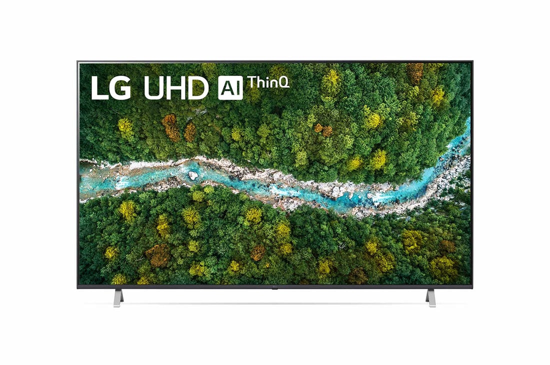 LG TV 75'' | Ultra HD LED | Procesador α5 Gen4 | AI ThinQ ™ | 4K HDR Activo | Verdadera Experiencia de Cine, vista frontal con imagen de relleno, 75UP7750PSB