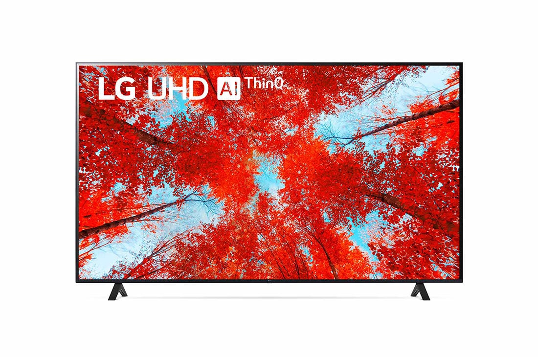 LG Televisor LG UHD TV 86'' Procesador α7 Gen5 AI 4K  ThinQ™ AI Smart TV, Una vista frontal del televisor LG UHD con la imagen de relleno y el logotipo del producto encima, 86UQ9050PSC