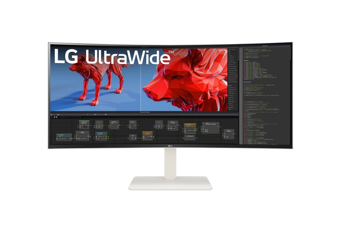 LG 38 tolli UltraWide™ QHD+ (3840 x 1600) kumer monitor, eestvaade, 38WR85QC-W