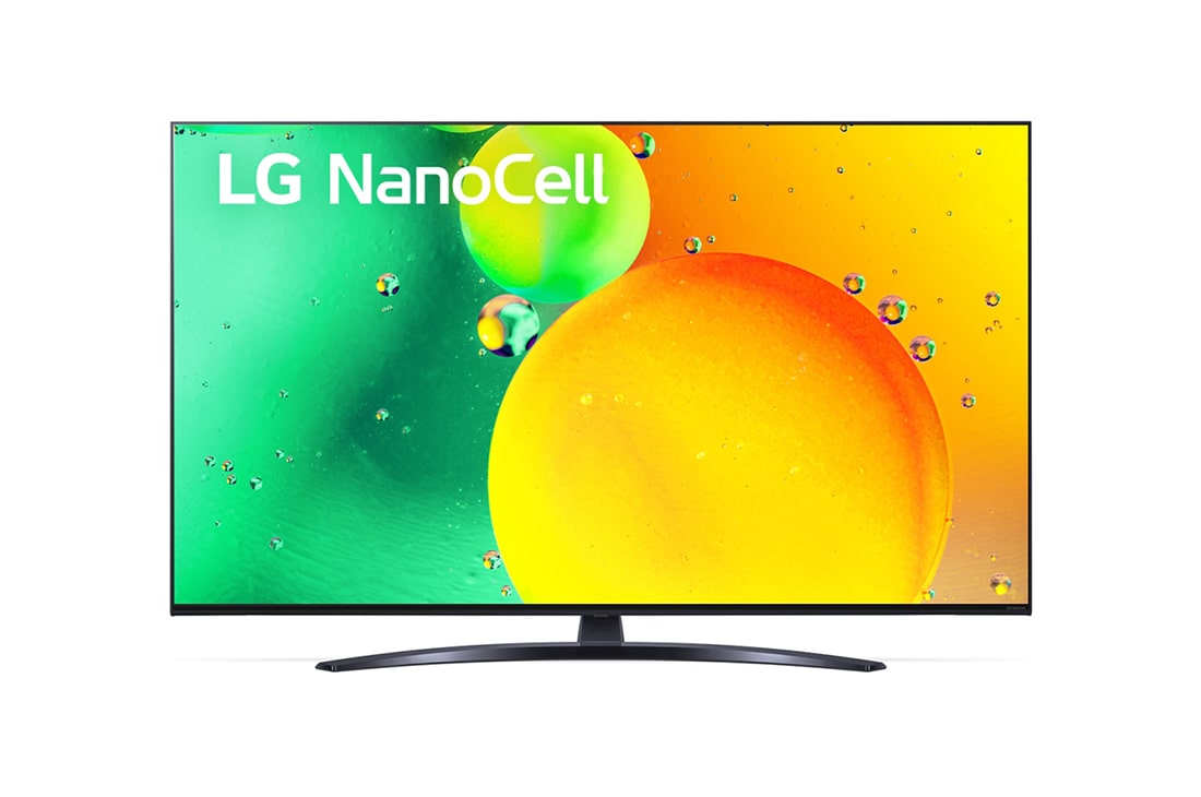LG 55-tolline NanoCell 4K teler koos protsessor α5 , LG NanoCell teleri eestvaade, 55NANO763QA