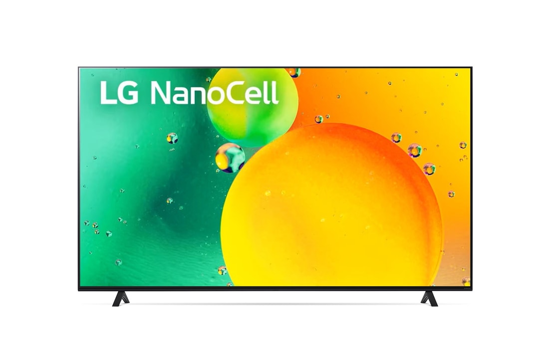 LG 86-tolline NanoCell 4K teler koos protsessor α7 , Prikaz LG NanoCell televizora spreda, 86NANO753QA