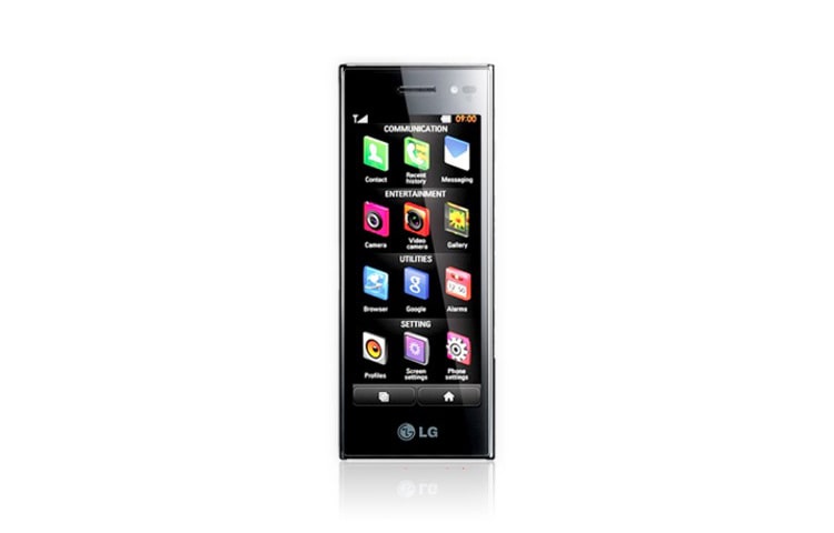 LG هاتف محمول يشتمل على شاشة لمس بتقنية WVGA TFT بحجم 4.0 بوصات، وواجهة مستخدم ذات شاشة ثنائية، وكاميرا بدقة 5 ميجابكسل, BL40