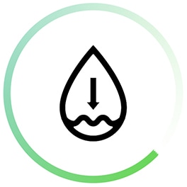 Icon of LG AI DD™ Washing Machine's less water and detergent consumption feature.