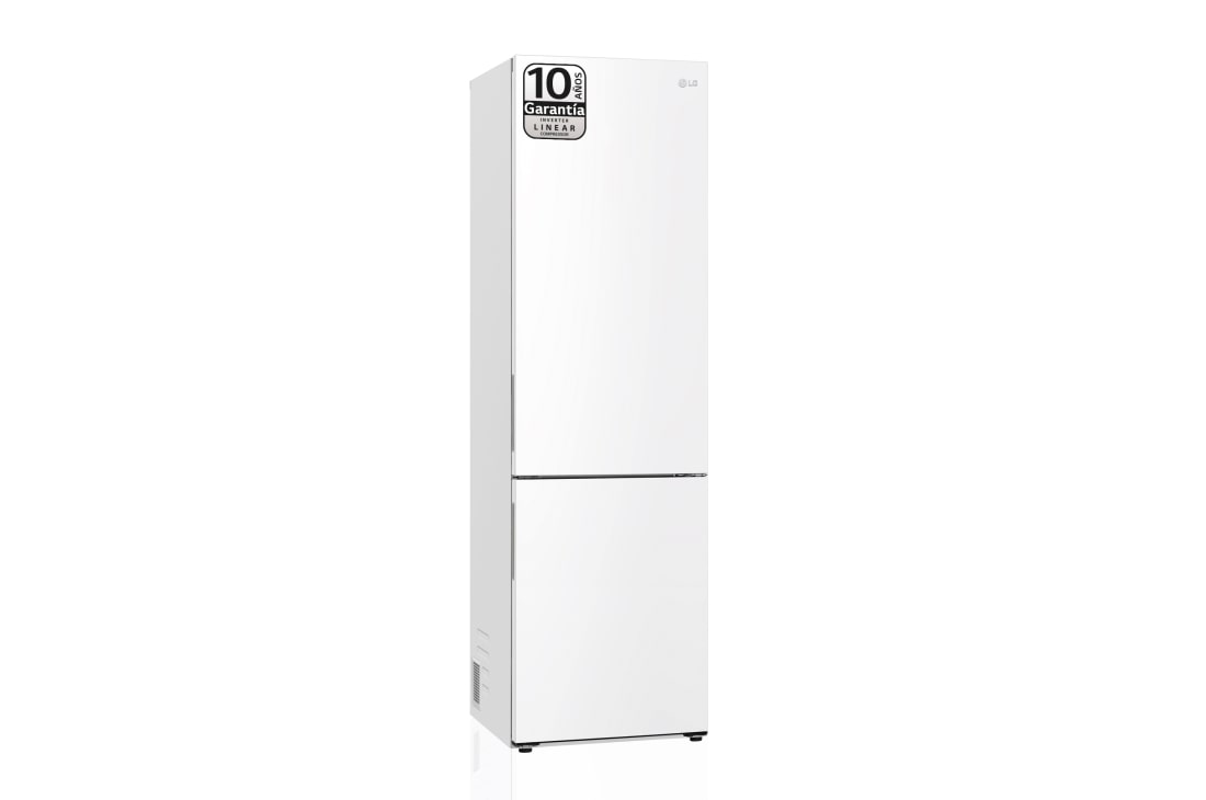 LG Frigorífico Combi 2m, Door Cooling Clasificación A, capacidad 419l, Blanco, Serie P-600, GBP62SWNAC vista frontal ladeada, GBP62SWNAC