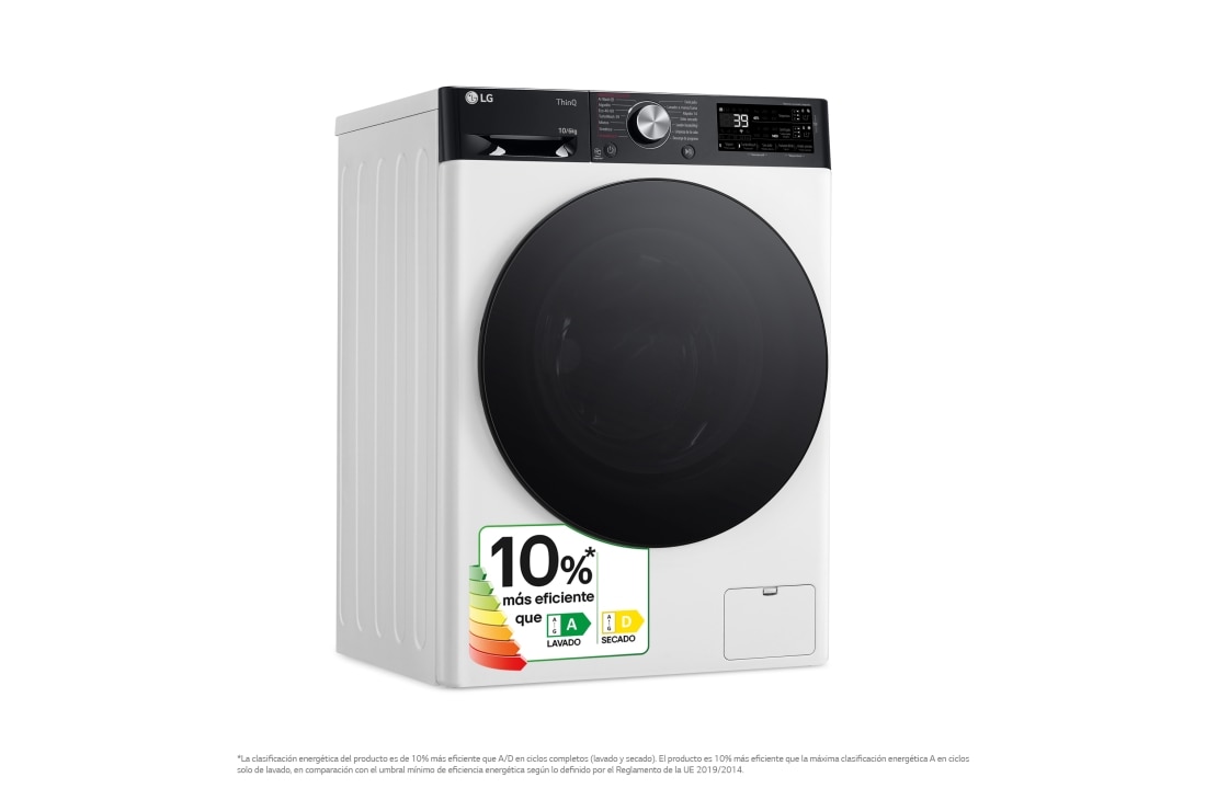 LG Lavasecadora inteligente AI Direct Driveᵀᴹ, Turbowash 360º, Autodosificación 10/6kg, 1400rpm,  Un 10% más eficiente que  A(lavado) /D(secado) Blanca, Serie 750, F4DR7510AGW, F4DR7510AGW