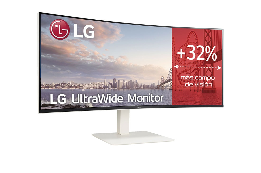 LG Monitor Ultrapanorámico 21:9 LG UltraWide WQHD+, IPS, diag. 95,2cm, curvo 2300R, HDMI 2.1, Display Port, USB-C, altavoces, altura, inclinación y giro., Side view , 38WR85QC-W