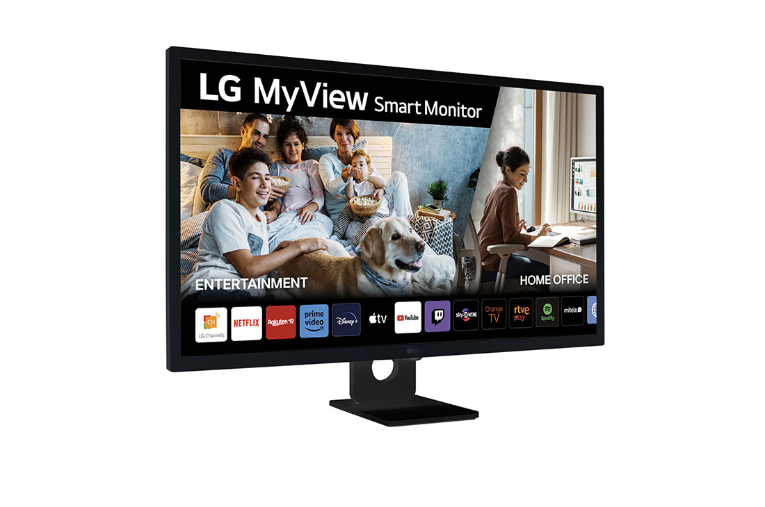 LG MyView Smart Monitor webOS 23, diag. 80 cm, IPS, Full HD,  sRGB 99%, HDR10, HDMI 2.1, front view with remote control, 32SR50F-B