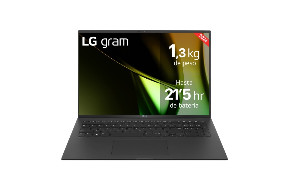 LG gram 17Z90S Windows 11 Home/ Intel® Core™ Ultra 7/ 32GB/ 2TB SSD/ 1,3Kg/ 21,5h, 17Z90S-G.AD7BB vista frontal, 17Z90S-G.AD7BB