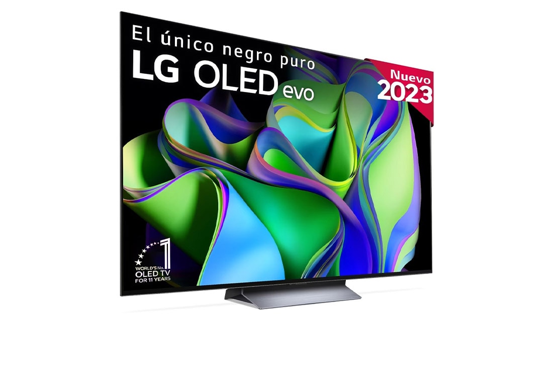 LG TV LG  OLED evo 4K de 65'' C3, Procesador Máxima Potencia, Dolby Vision / Dolby ATMOS, Smart TV webOS23, el mejor TV para Gaming., Slightly-angled left-facing side view., OLED65C34LA