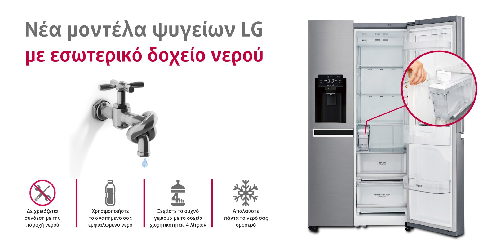 LG μοντέλα με εσωτερικό δοχείο νερού