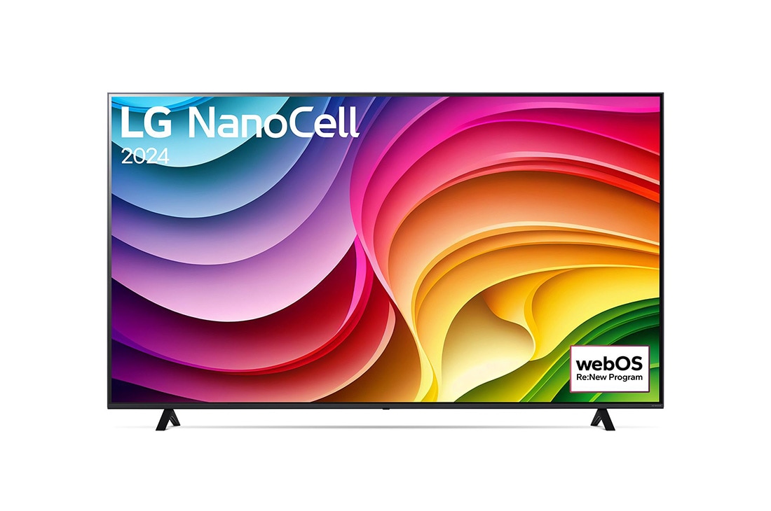 LG Τηλεόραση 75 ιντσών LG NanoCell NANO80 4K Smart TV 75ΝΑΝΟ, Front view of LG QNED TV, QNED80 with text of LG QNED, 2024, and webOS Re:New Program logo on screen, 75NANO82T6B