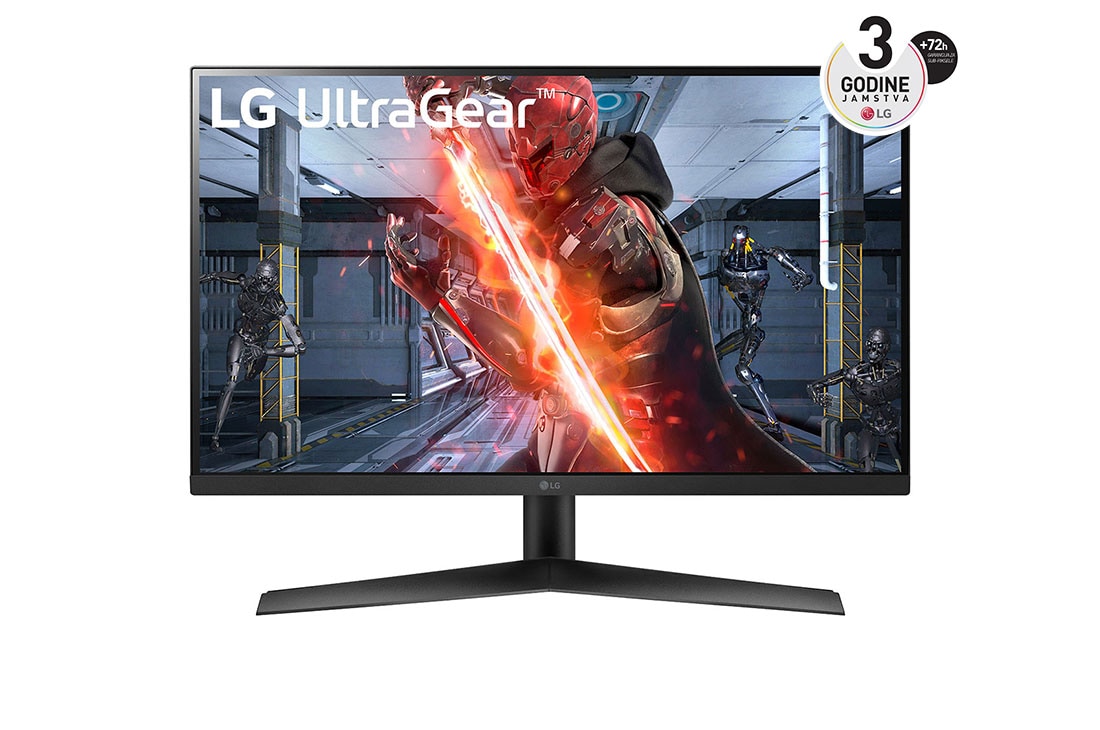 LG Zakrivljeni monitor UltraGear™ 16:9 Full HD od 27 inča za videoigre s brzinom osvježavanja od 144 Hz, prikaz prednje strane, 27GN60R-B