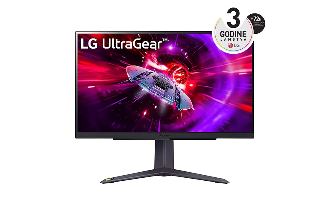 LG Monitor UltraGear™ 16:9 QHD od 27 inča za videoigre s brzinom osvježavanja od 165 Hz, prikaz prednje strane, 27GR75Q-B