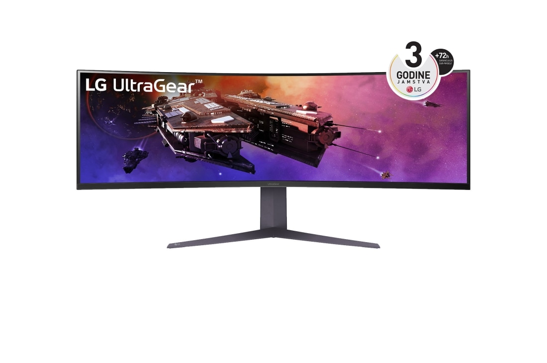LG 45” UltraGear™ omjer slike 32:9, dvostruki QHD, zakrivljeni gamer monitor s brzinom osvježavanja od 200 Hz      , Prikaz prednje strane, 45GR75DC-B