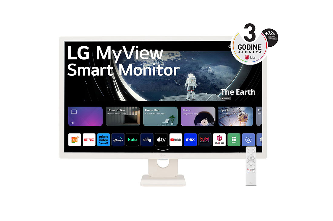 LG 32'' 16:9 omjer slike Smart monitor, prednji prikaz s daljinskim upravljačem, 32SR50F-E