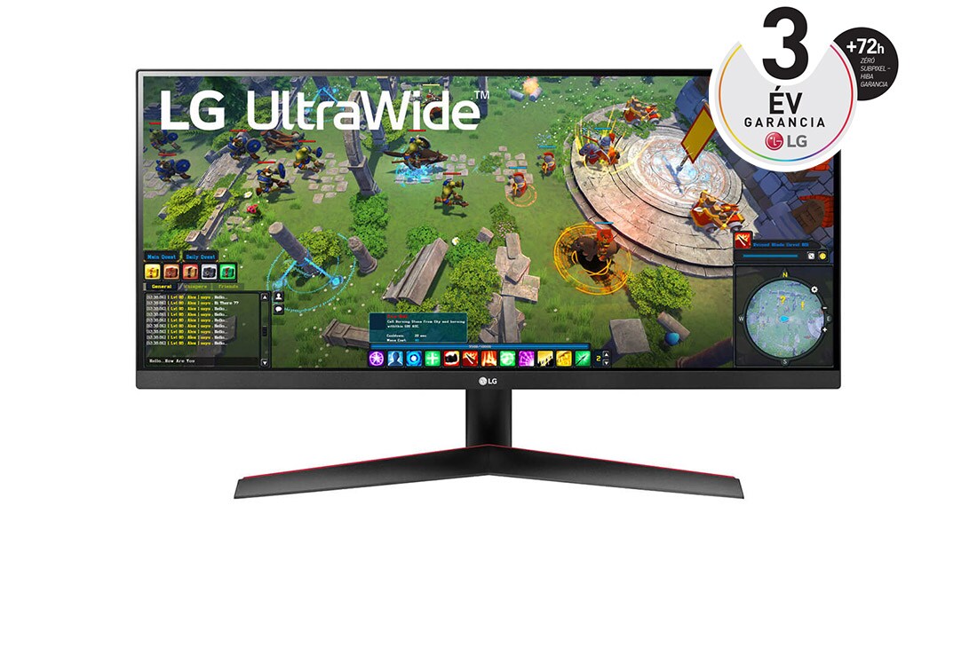 LG 29” méretű 21:9 képarányú UltraWide™ Full HD IPS monitor HDR10-zel, elölnézet, 29WP60G-B