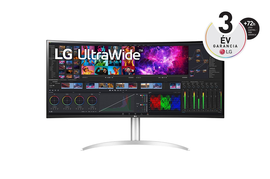 LG 40”-os UltraWide™ 21:9 képarányú, ívelt 5K2K Nano IPS monitor, elölnézet, 40WP95CP-W