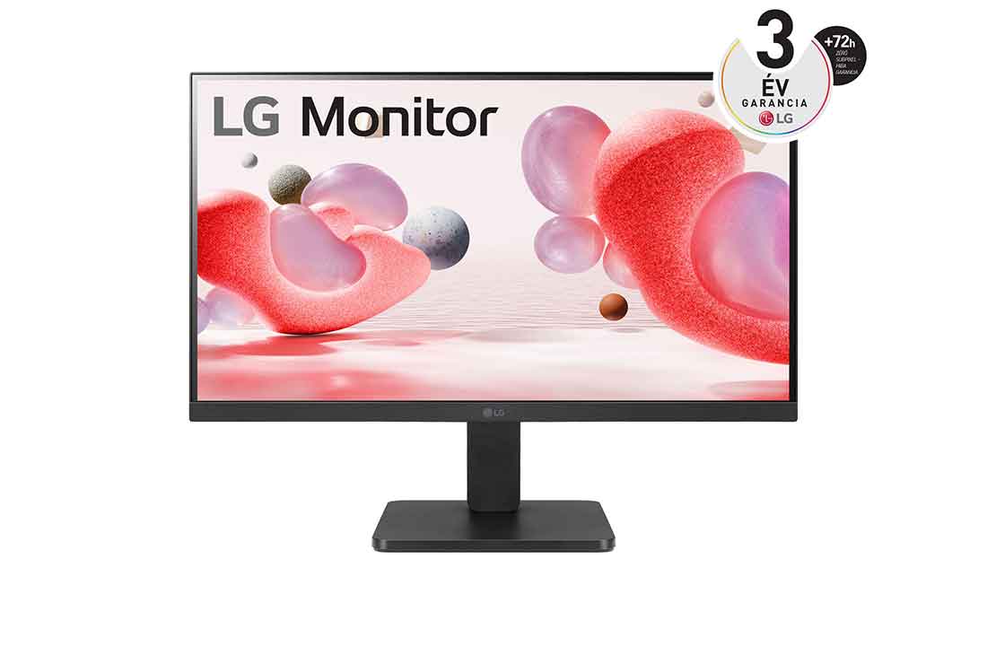 LG 22”-os 16:9 képarányú, VA paneles irodai monitor 100 Hz-es képfrissítési sebességgel, elölnézet, 22MR410-B