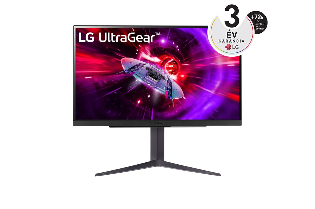 LG 27”-os UltraGear™ 16:9 képarányú, QHD, gamer monitor 240 Hz-es képfrissítési sebességgel​, elölnézet, 27GR83Q-B