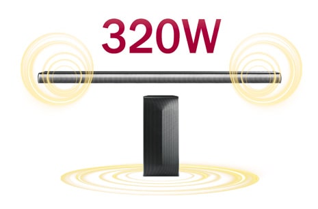 2.1 csatornás 320W-os hangrendszer