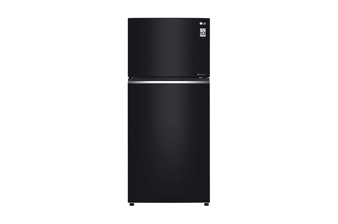 LG ثلاجة فريزر علوي لون أسود, بسعة اجمالية 547 لتر، بتصميم زجاجي أسود, بخاصية تبريد الباب و ™+HygieneFresh, Refrigerators-Front-View, GNB-762HGI