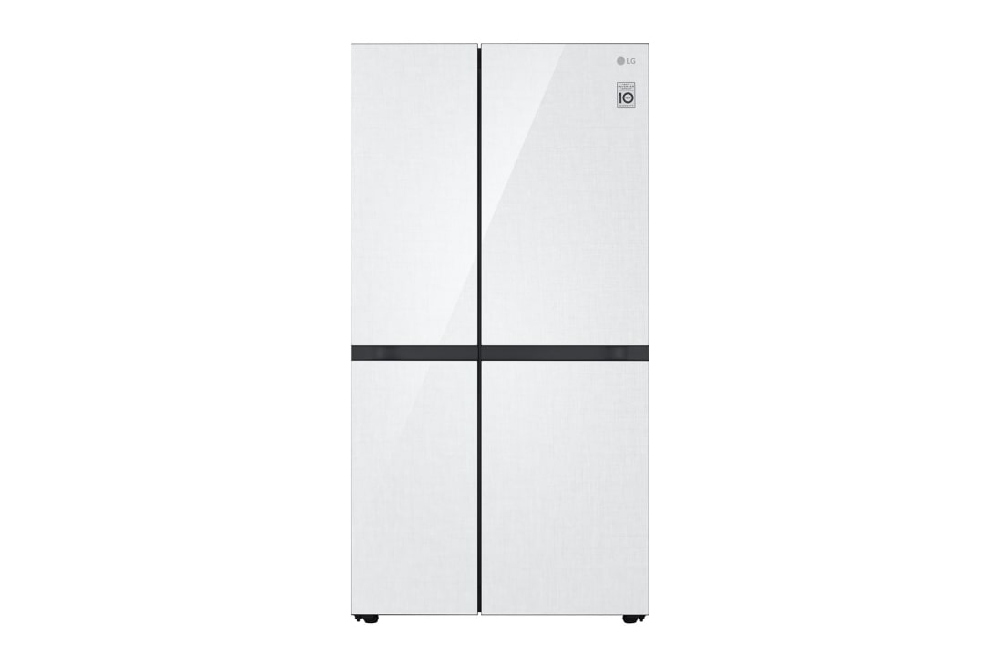 LG Side by Side 647L Refrigerator, Inverter Compressor, Multi AirFlow,White Glass color, front view, GCB-287GNWC
