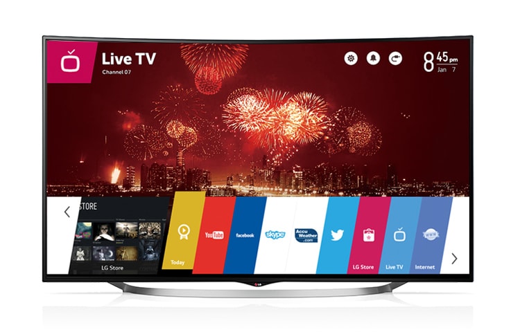 LG 55 colių „Ultra HD“ lenktas televizorius su „Smart+ TV“ ir daugiakanaliu garsiakalbiu., 55UC970V