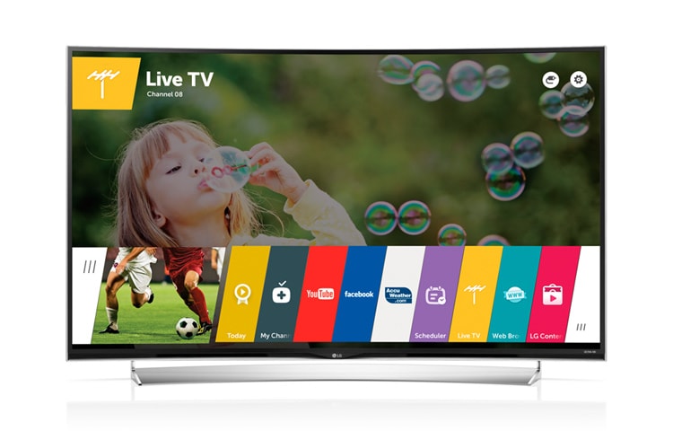 LG 65 colių lenktas „Ultra HD“ Smart TV televizorius su „WebOS 2.0“ ir „Harman/Kardon“ sukurtu garsu., 65UG870V