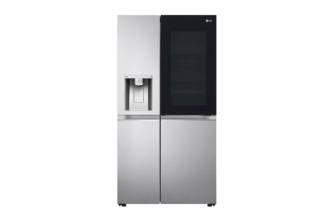 LG Side-by-Side InstaView Door-in-Door™ ledusskapis, 635 l,  platums 91,3 cm, augstums 179 cm, Total No Frost, skats no priekšpuses uz apgaismoto pārtiku, GSXV90BSDE